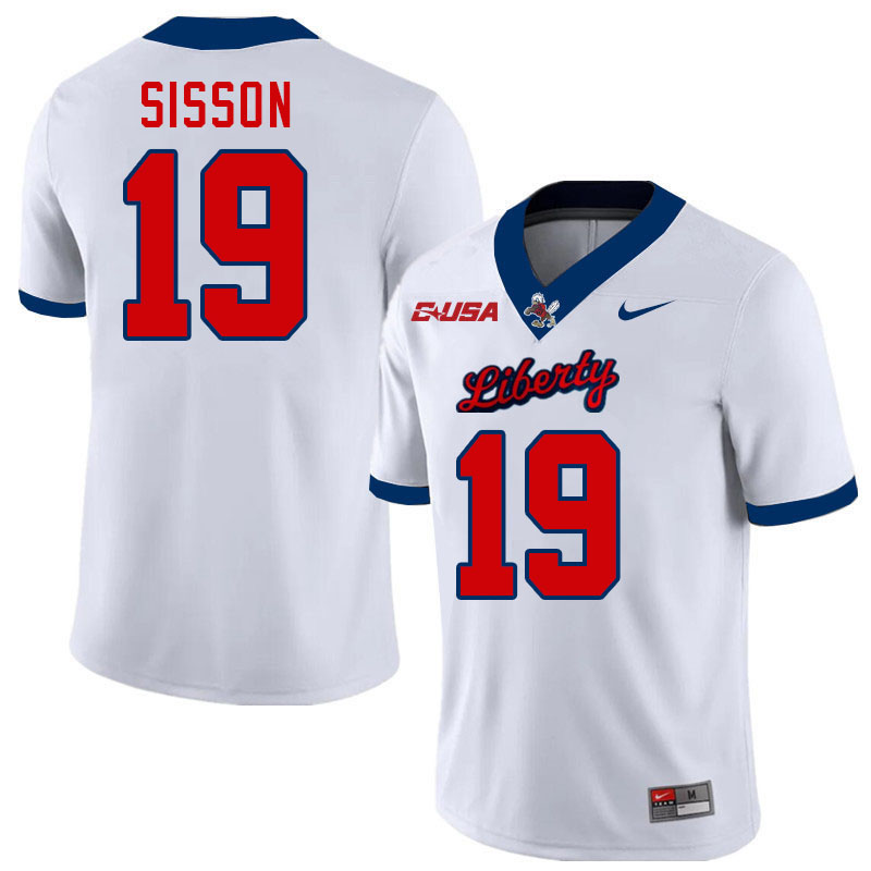 Liberty Flames #19 Eli Sisson College Football Jerseys Stitched-White